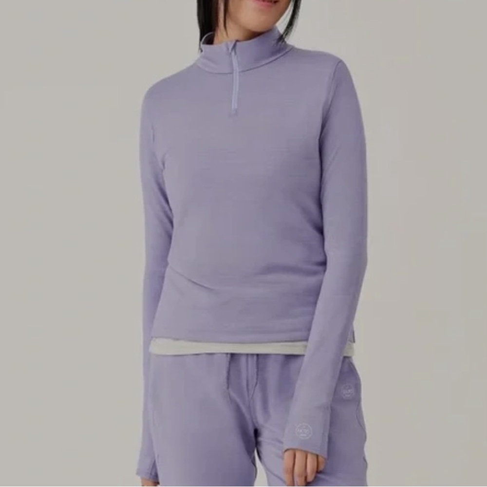 allbirds Lavender Long Sleeve Quarter-Zip Top